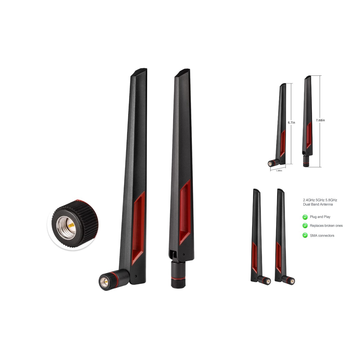Omni-Directional Dual Band WiFi Antenna 2-Pack - Boost Signal Strength & Range