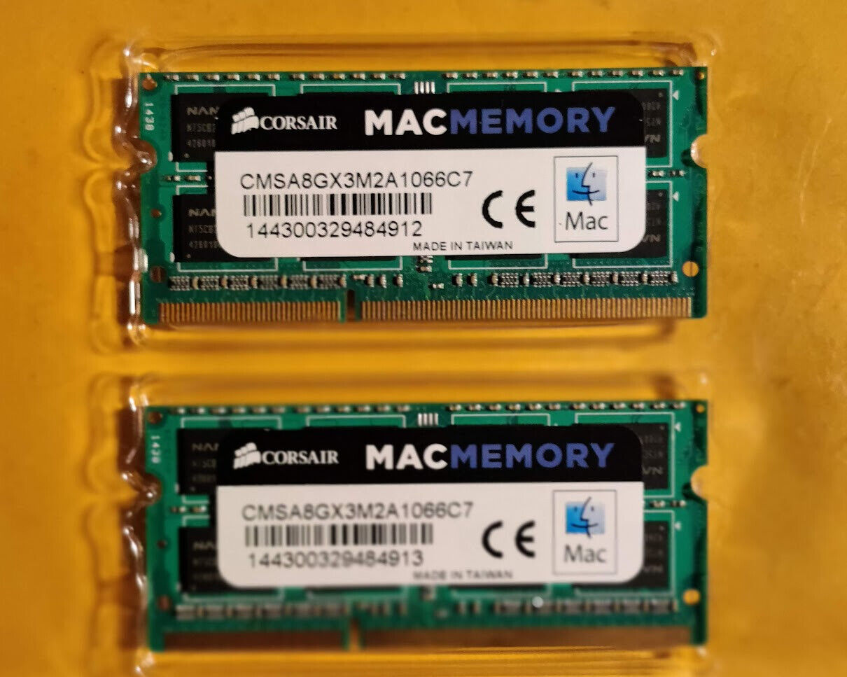 Corsair MACMEMORY 8GB (2 x 4GB) DDR3-1066 Laptop RAM MEMORY CMSA8GX3M2A1066C7