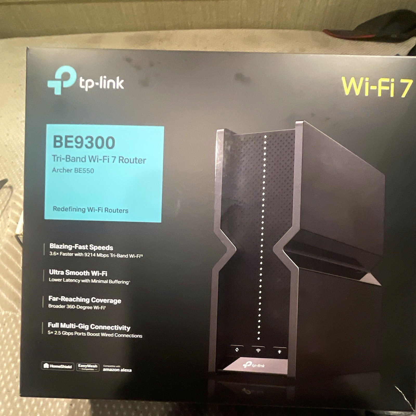 TP-Link Archer BE550 BE9300 Tri-Band Wi-Fi 7 Router, 4-Port, USB 3.0