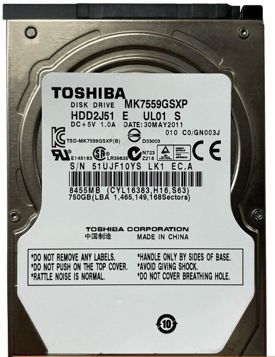 MK7559GSXP Toshiba 750 GB,Internal,5400 RPM SATA 2.5" Laptop Hard Disk Drive