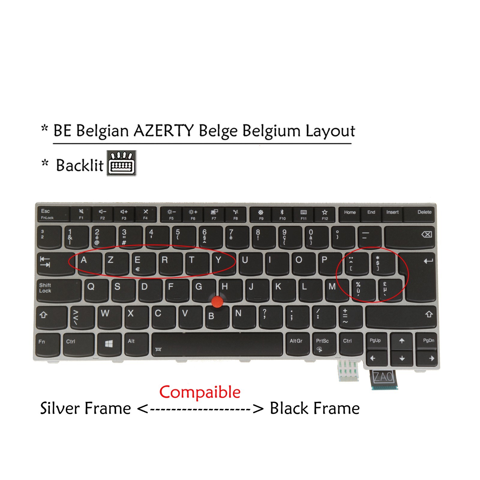 Belgian Laptop Keyboard For Lenovo Thinkpad 13 Gen 1 Gen 2, T470S T460S Backlit