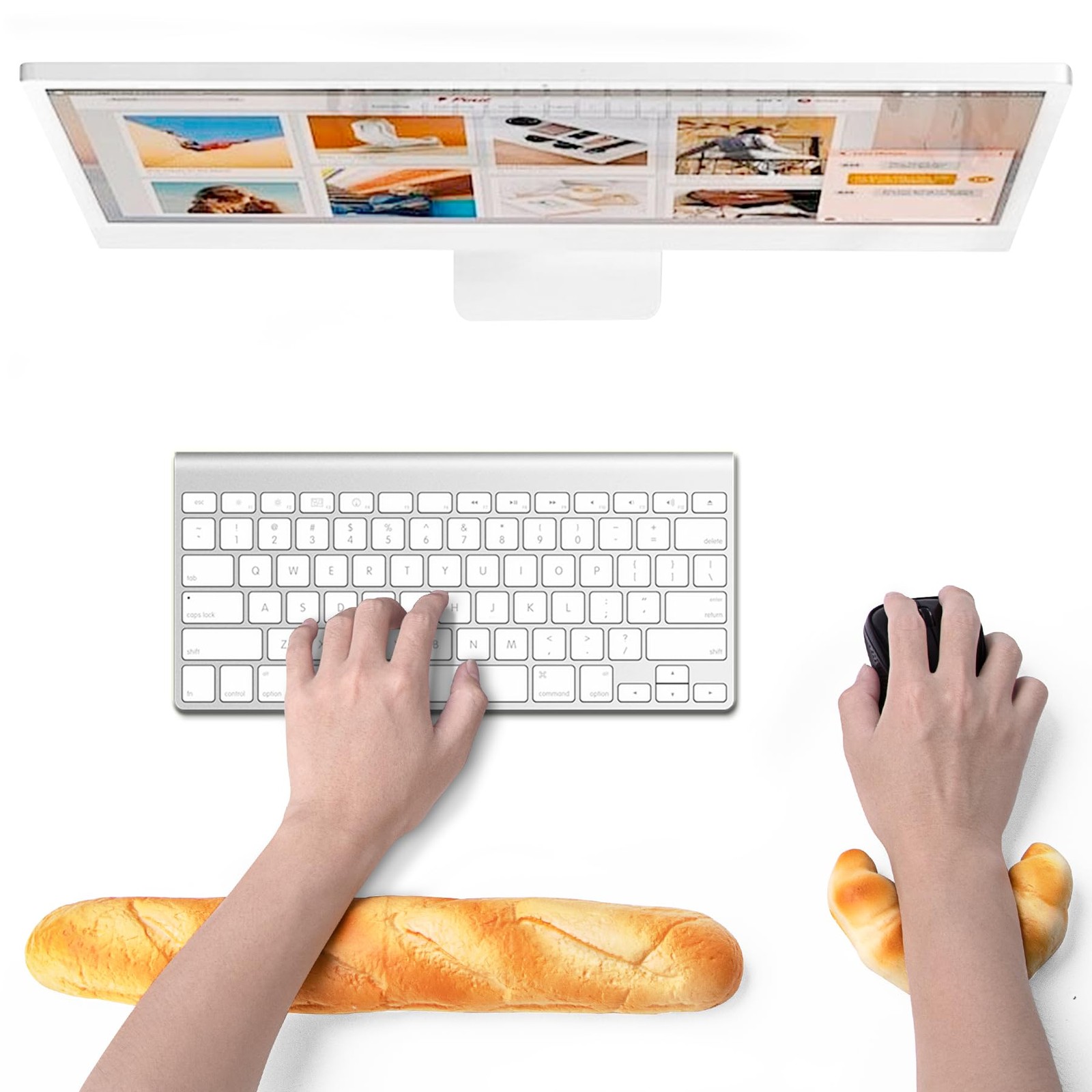 Soft Toast Bread Baguette Shape Anti-Skid Keyboard Wrist Rest Support & Mouse...