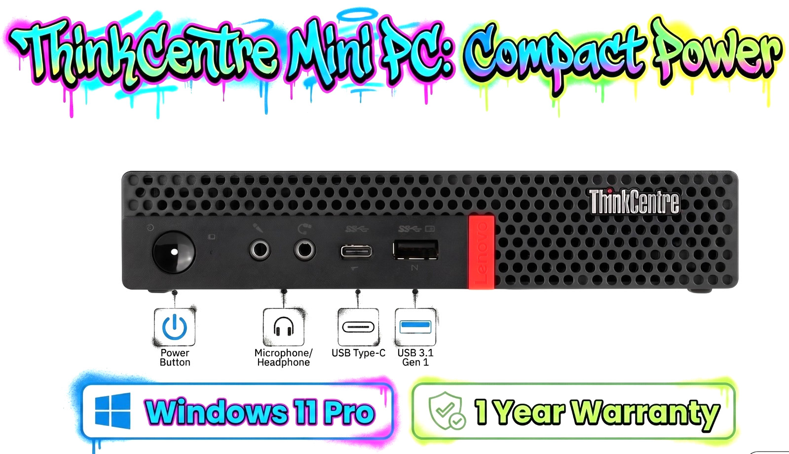 Lenovo ThinkCentre Mini Desktop: i5-8500 (16GB RAM - 256GB SSD) Windows 11 Pro