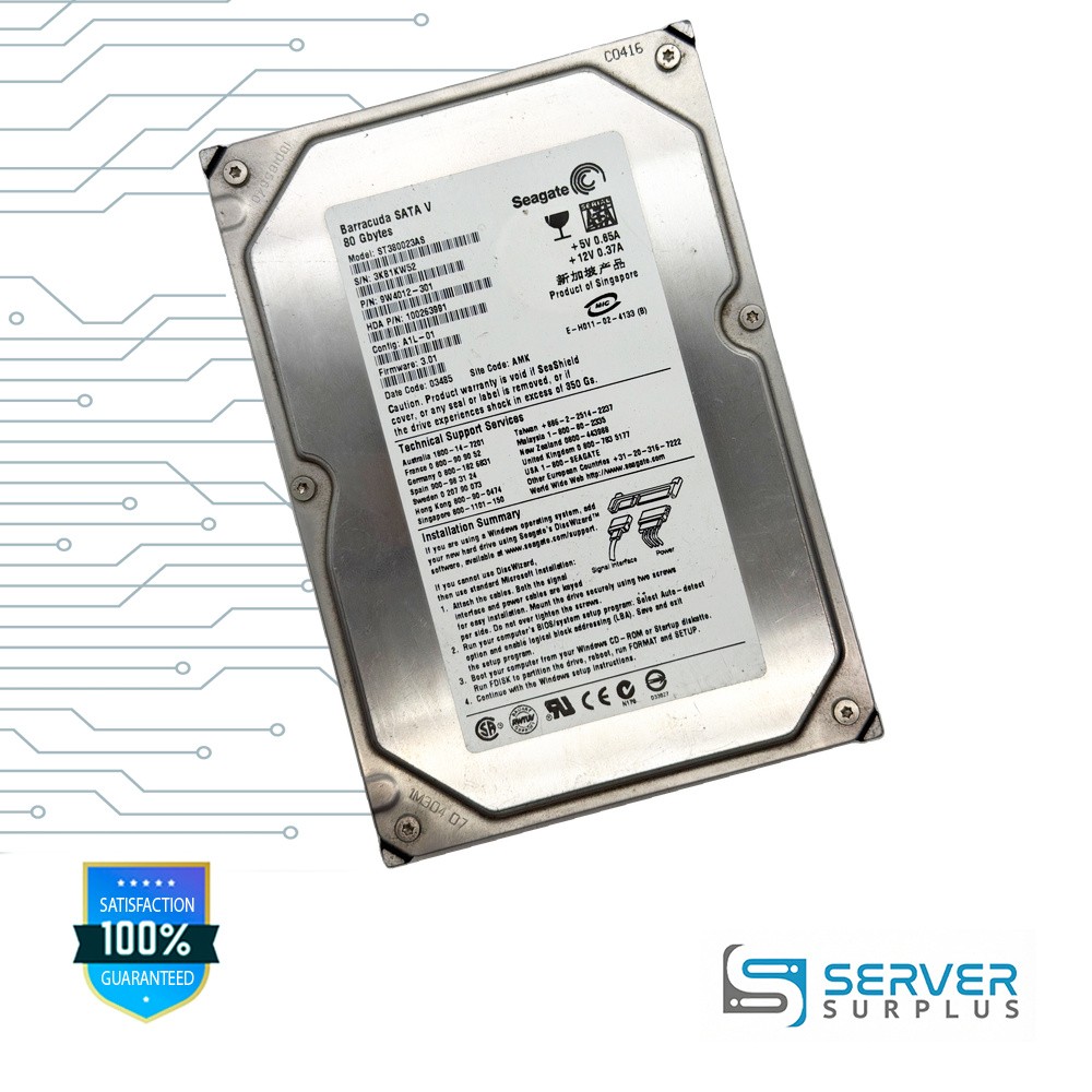 Seagate Barracuda Sata V 80GB SATA 3.5 in Enterprise HDD | ST380023AS