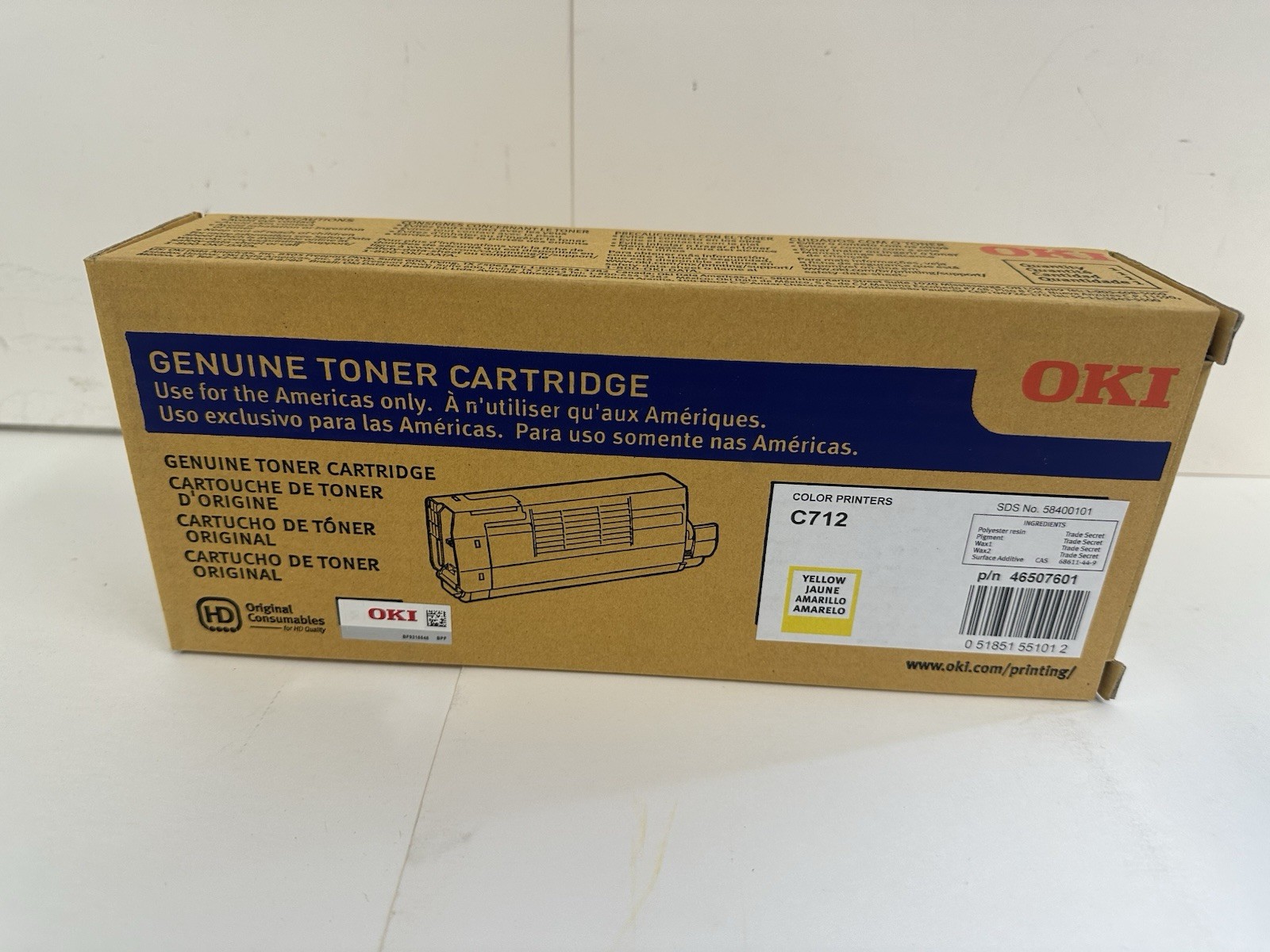 Okidata 46507601 OKI C712 Yellow Toner Cartridge Genuine OEM Brand New