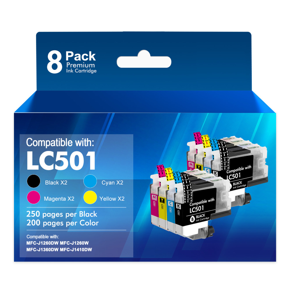 8x LC501 Ink Cartridges for Brother MFC-J1260DW MFC-J1360DW J1410DW J1260W LC501