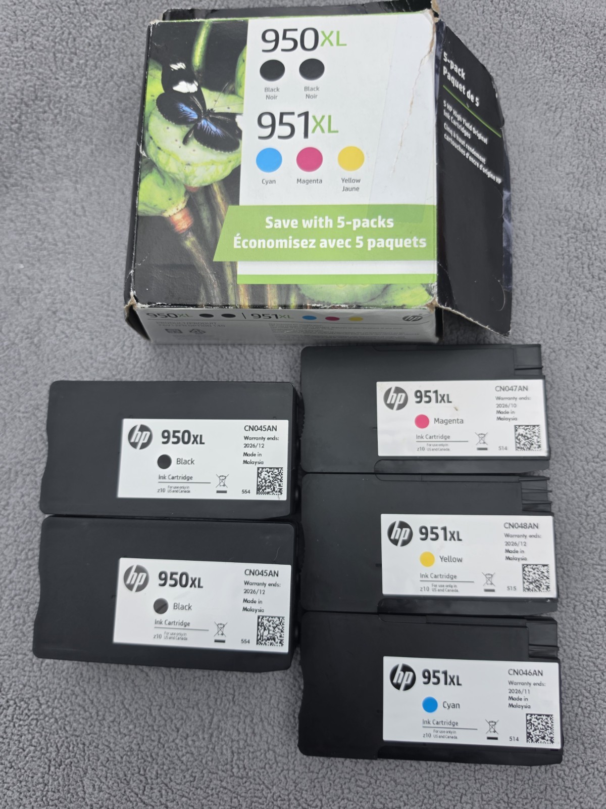 HP 950XL 951XL Ink Cartridges 5-Pk Genuine OEM OfficeJet Pro 8600 Open Box 2026
