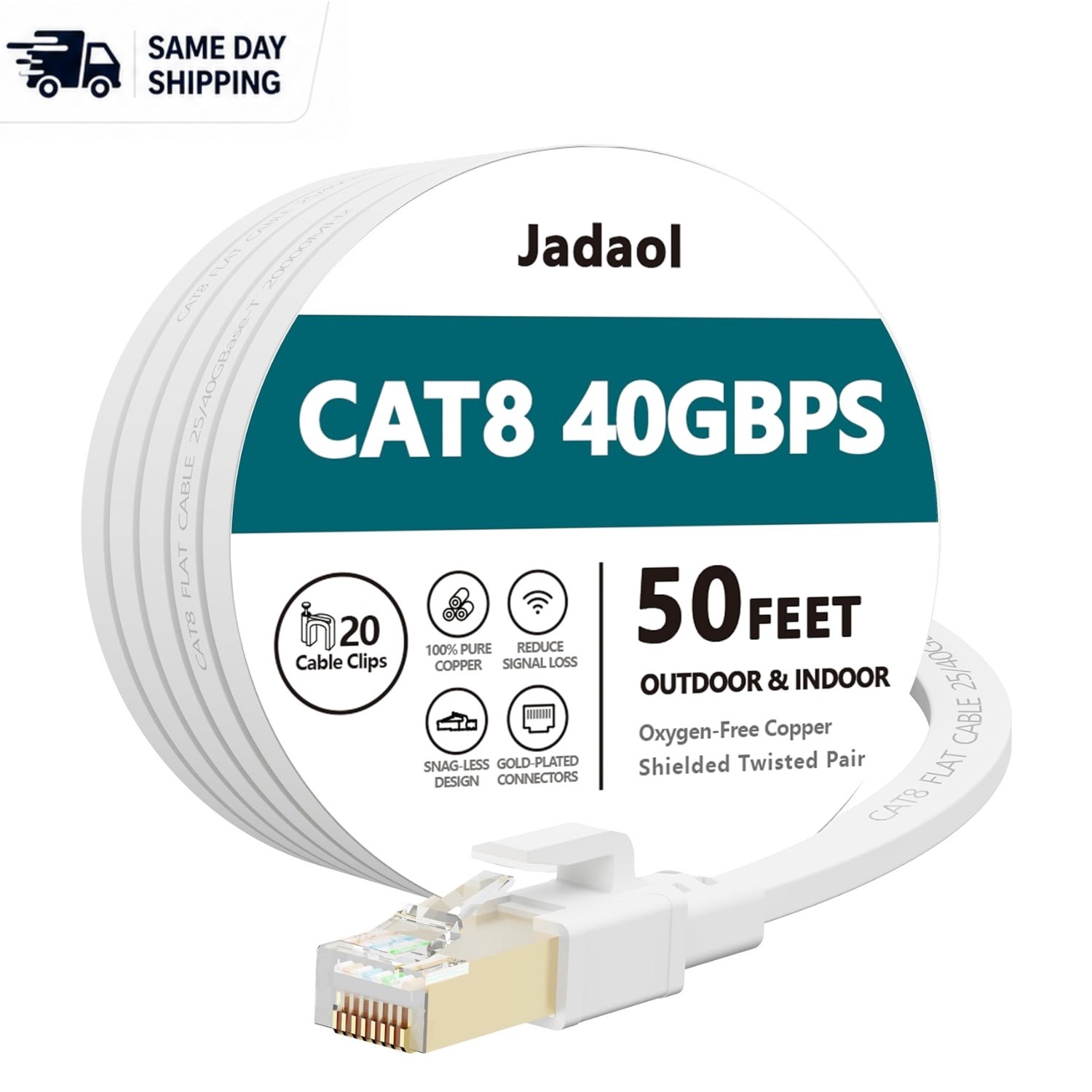 High-Speed 50ft Cat8 Ethernet Cable - Ideal for Gaming and Streaming Needs