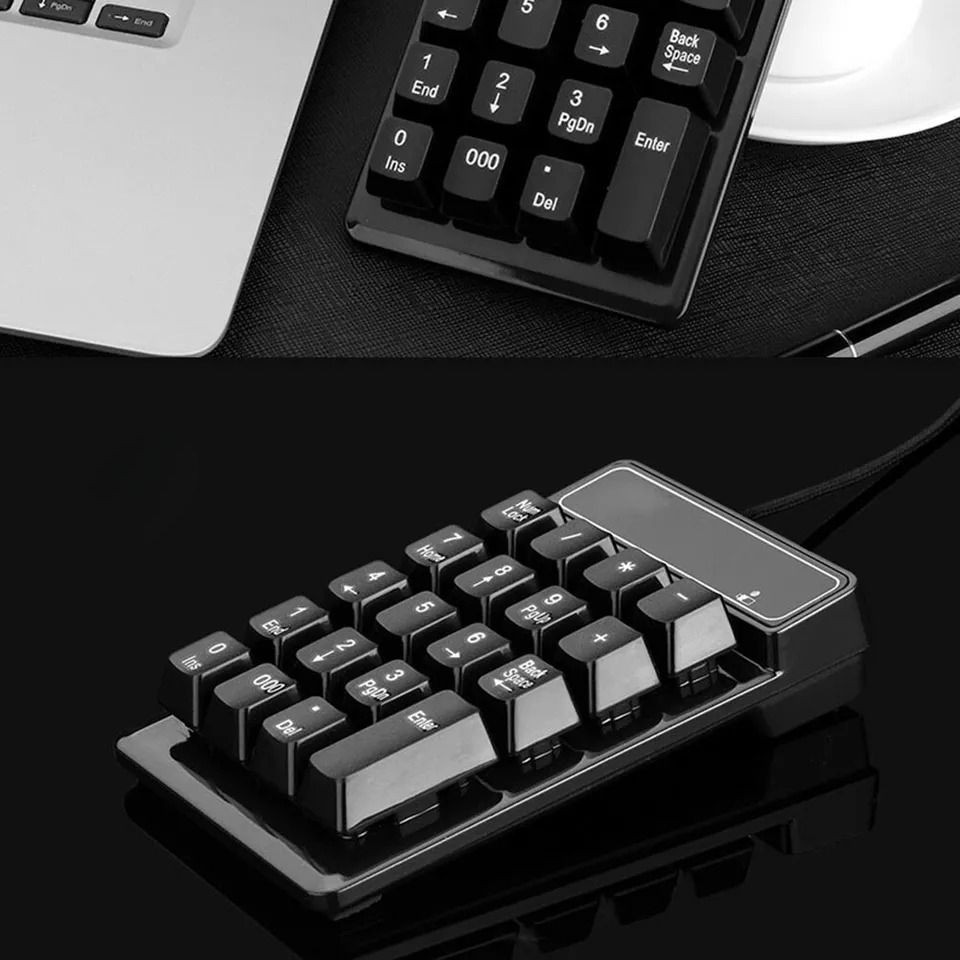 USB Wired Mini Numeric Keypad for Desktop/Laptop - Ergonomic Design, Black
