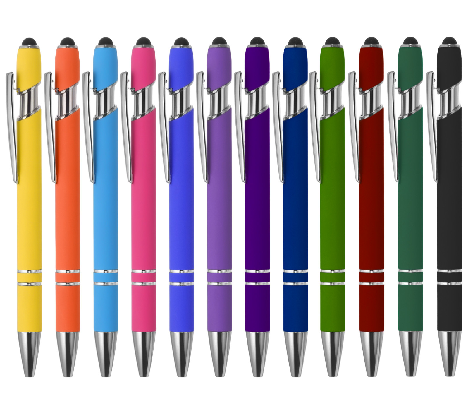 12 Pack Stylus Pens for Touch Screens - Universal 2 in 1 Stylus Black Ink Pen