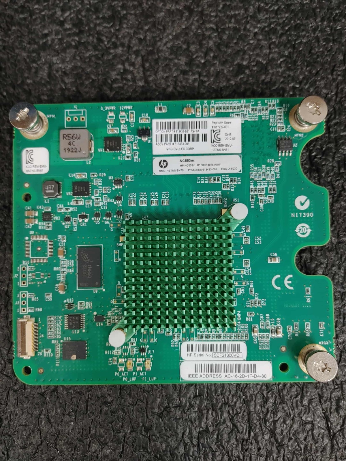HP 613431-B21 617727-001 NC553m 2P Flex Fabric Adapter HSTNS-BN70