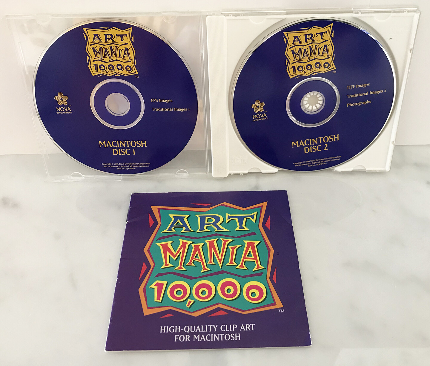 Art Mania 10,000 Macintosh Disc 1 & 2 by Nova Development CD-ROM 