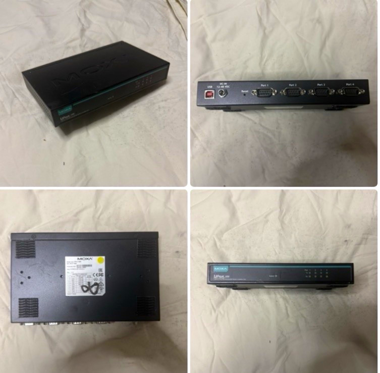MOXA UPort 1450I KVM Switch Box 1:4 USB Type B to DB9, DC Barrel, Reset