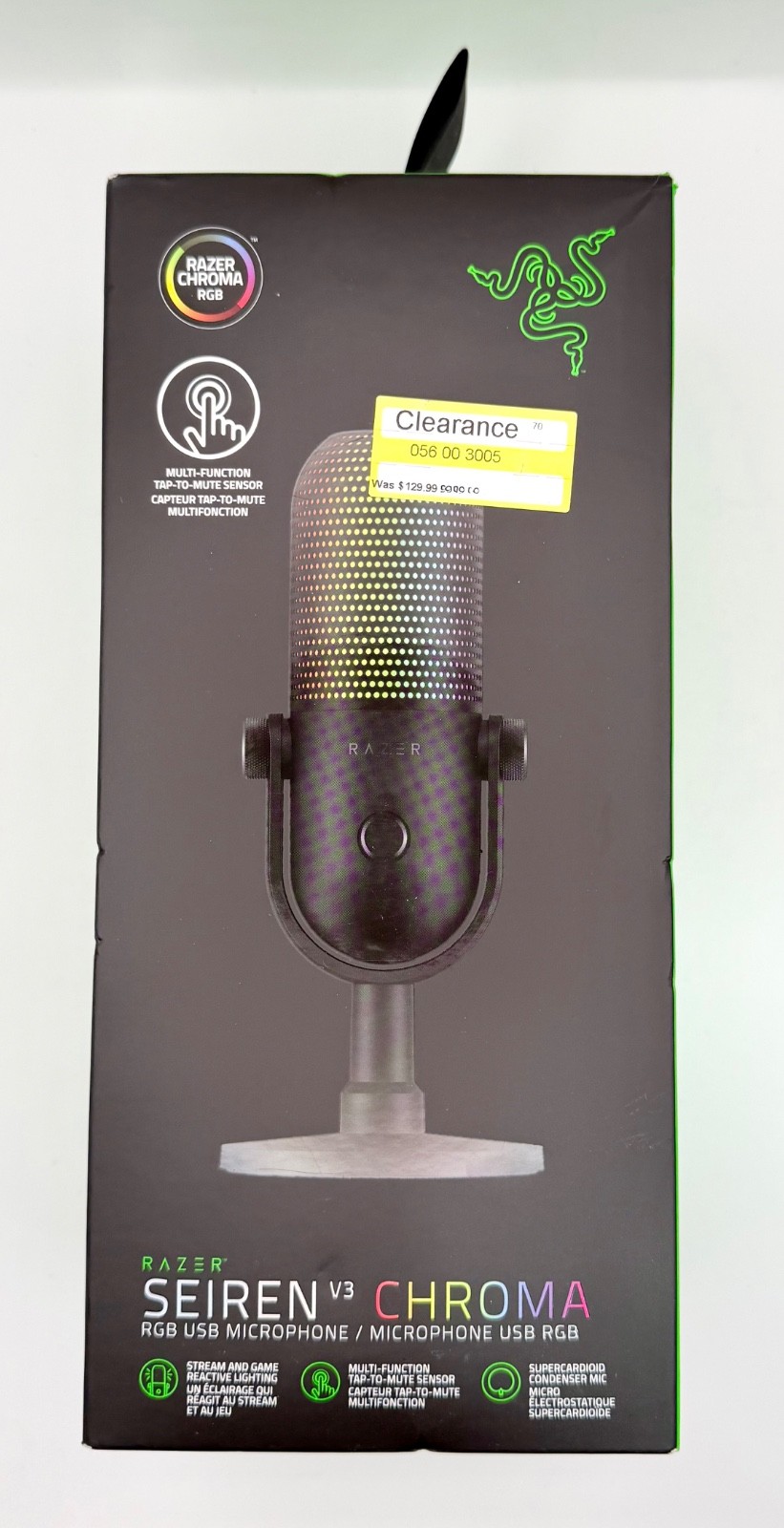 New - Razer - Seiren V3 Chroma Condenser USB Microphone - Black