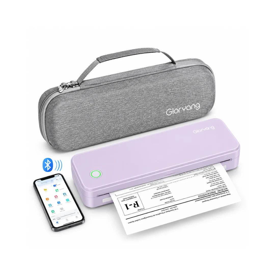 Inkless Portable Bluetooth Printer by Gloryang – Travel Printer with Case