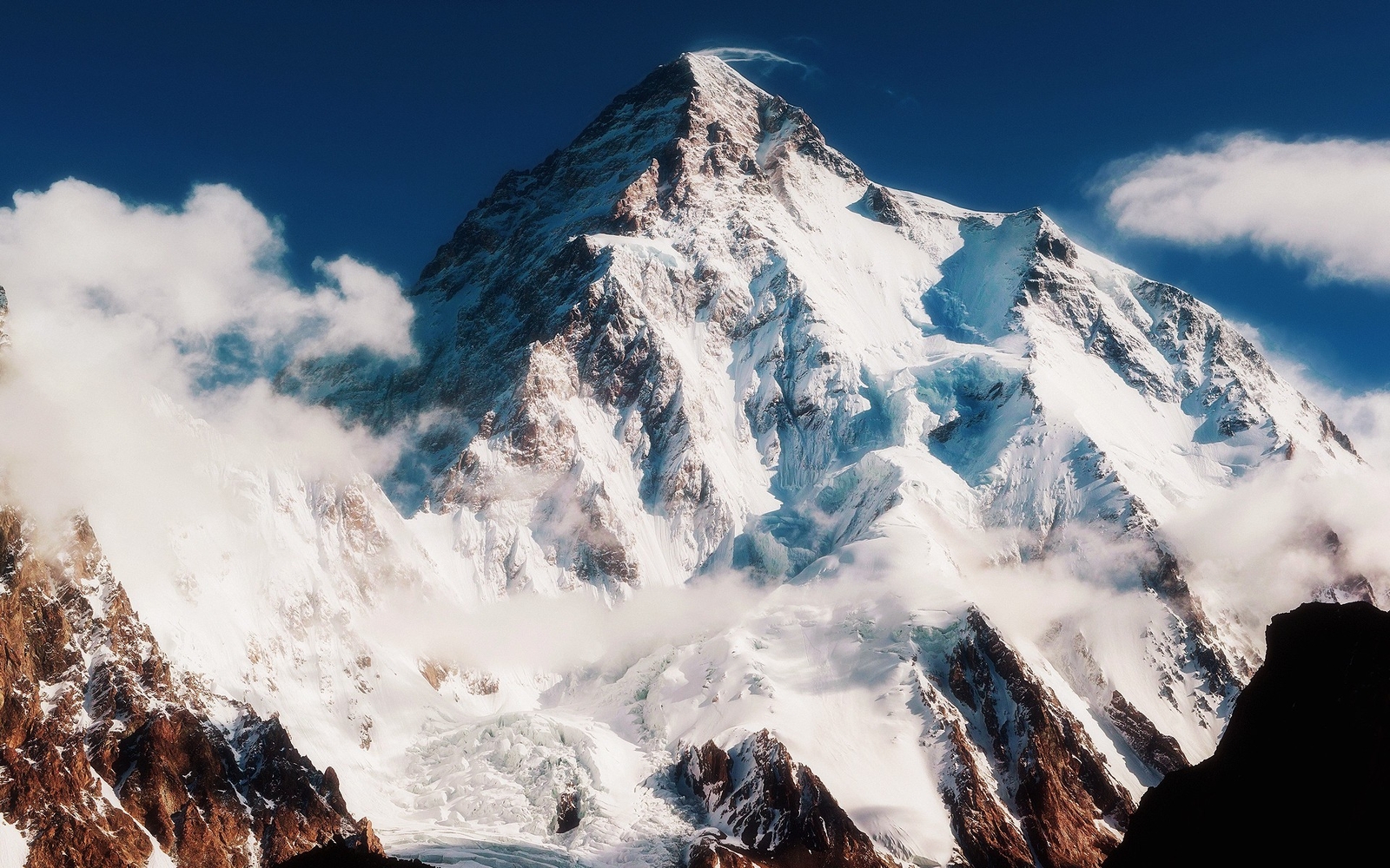 Landscape mountains snow clouds nature snowy mountain Custom Gaming Mat Desk