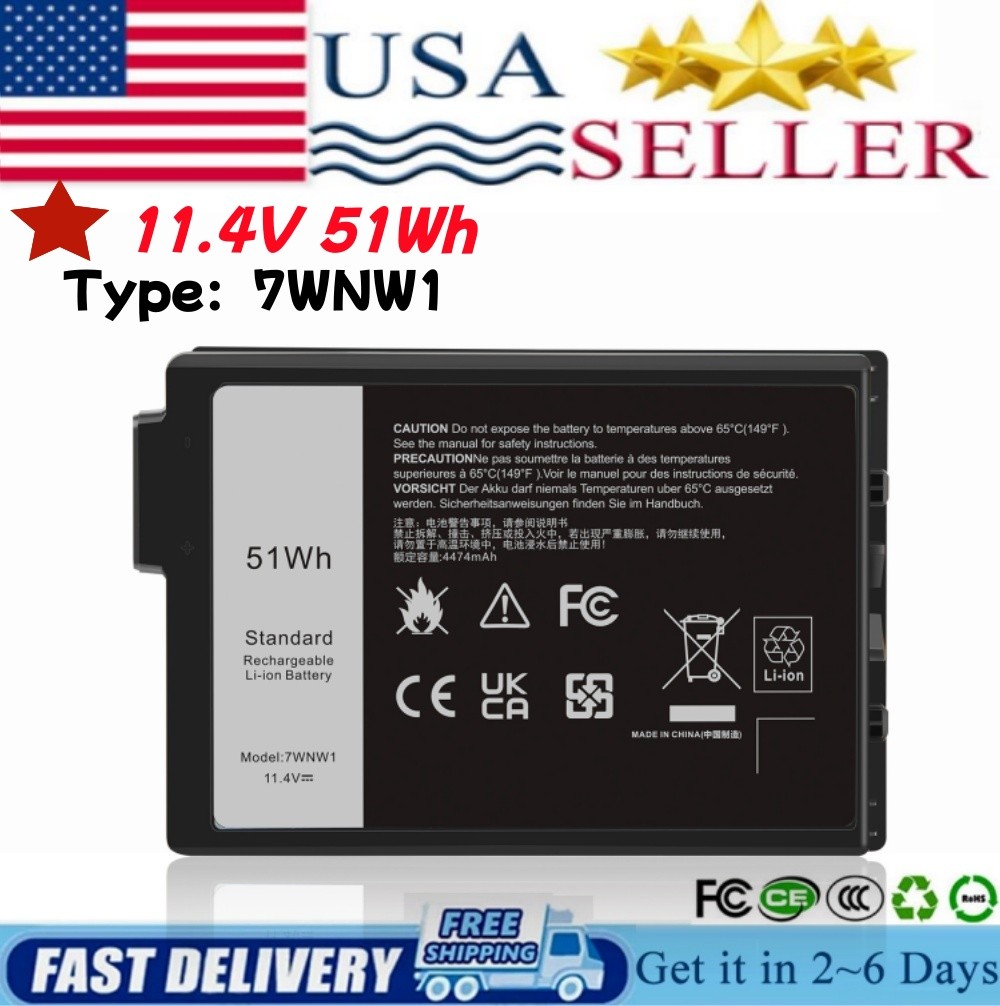 ✅New Battery For Dell Latitude 5424 5420 7424 Rugged Tablet Type-7WNW1 51Wh