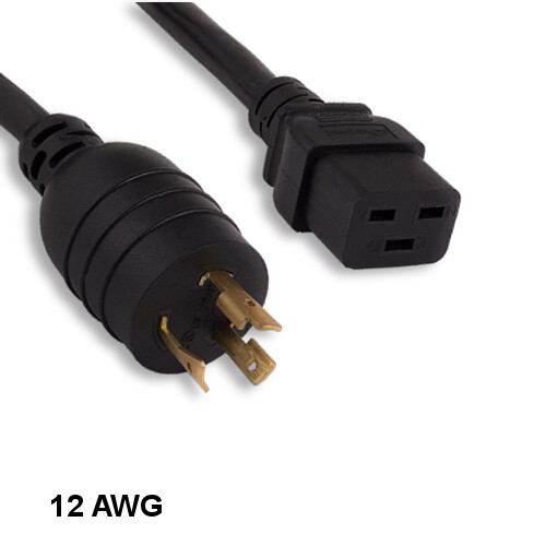10x 15ft Black High Voltage Power Cord NEMA L6-20P/IEC60320 C19 12AWG 20A/250V