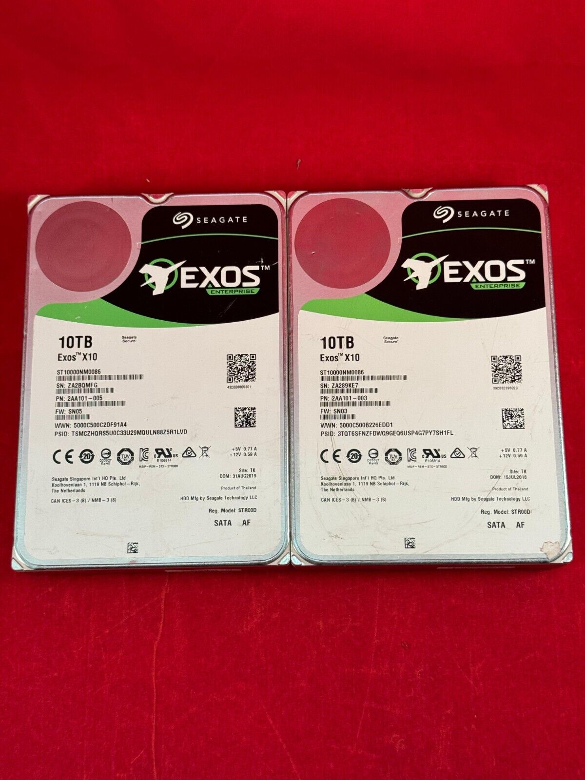 SEAGATE EXOS X10 ST10000NM0086 10TB 3.5 SATA HDD 7200 6Gb/s ( Lot of 02 pcs )