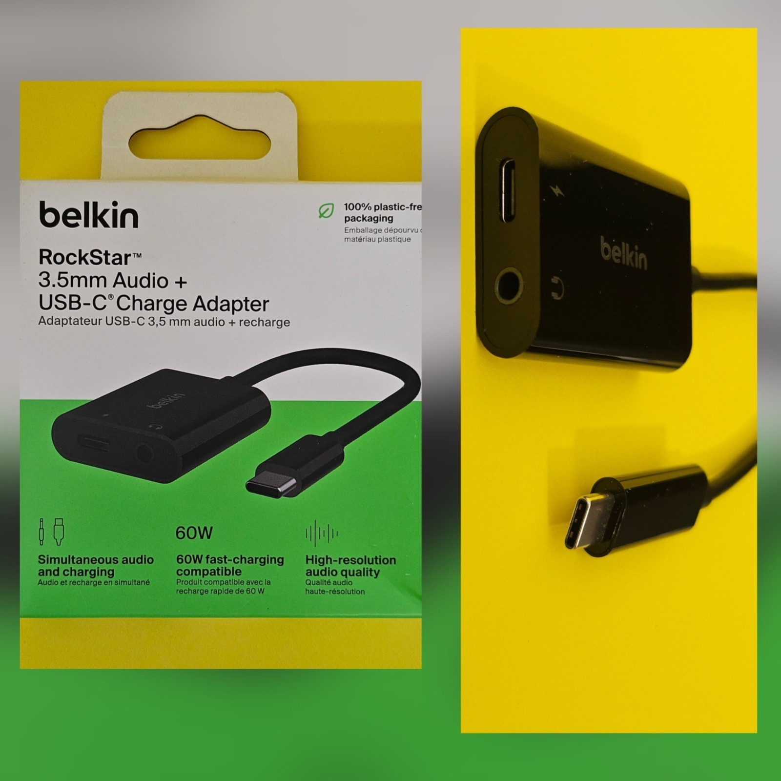 Belkin 3.5mm Audio & USB-C Adaptor Fast Charge for iPad Pro, iPhone, Samsung