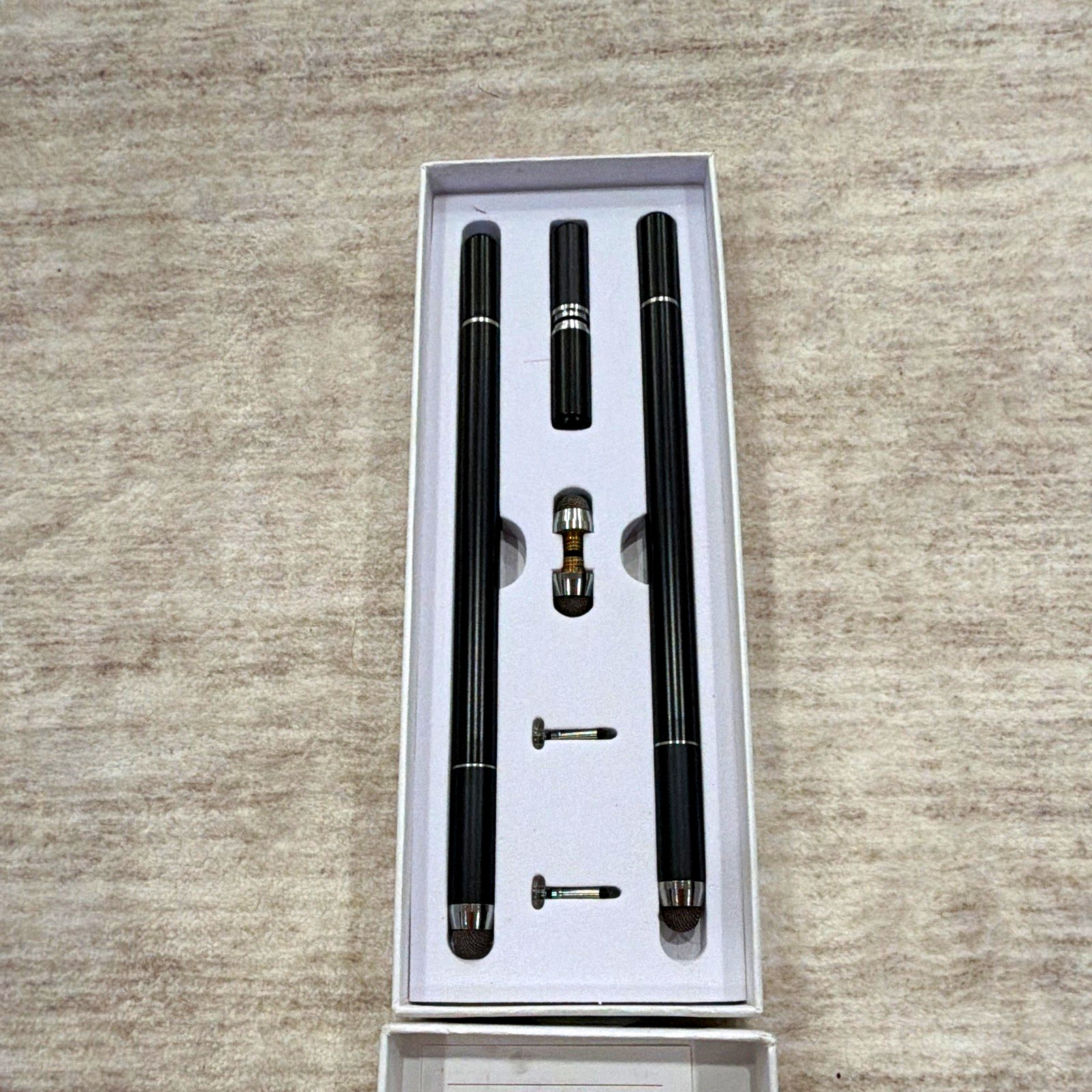 Insten 3-in-1 Capacitive Touchscreen Stylus Pen, Black 2-Pack Universal
