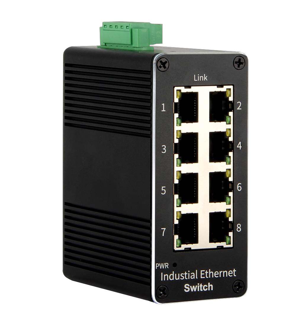 Industrial 8-Port Fast Ethernet Switch LXS3208-8T Wide Temp -40~75°C DIN Rail