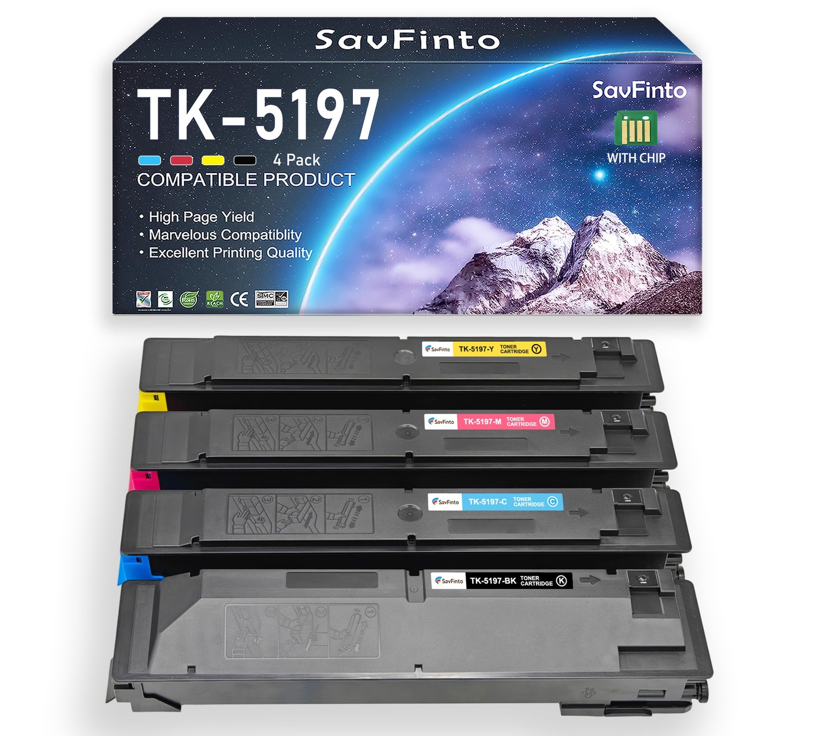 High Yield TK 5197 5199 Toner Cartridge, TK-5197 TK-5199 Cartridge BCMY