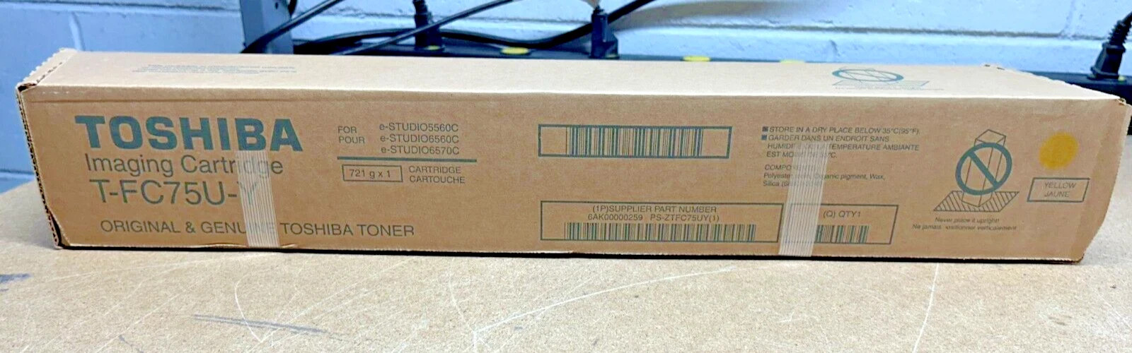 2 Genuine Toshiba TFC75UY / T-FC75U-Y Yellow Toner for e-studio 5560C/6560C/6570