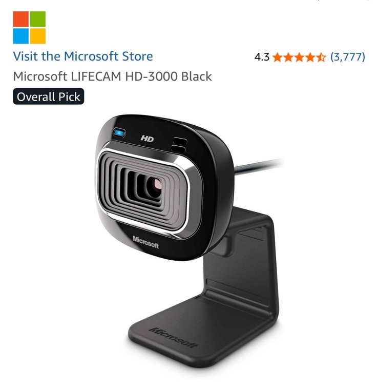 Microsoft LifeCam HD-3000 720p Webcam USB 