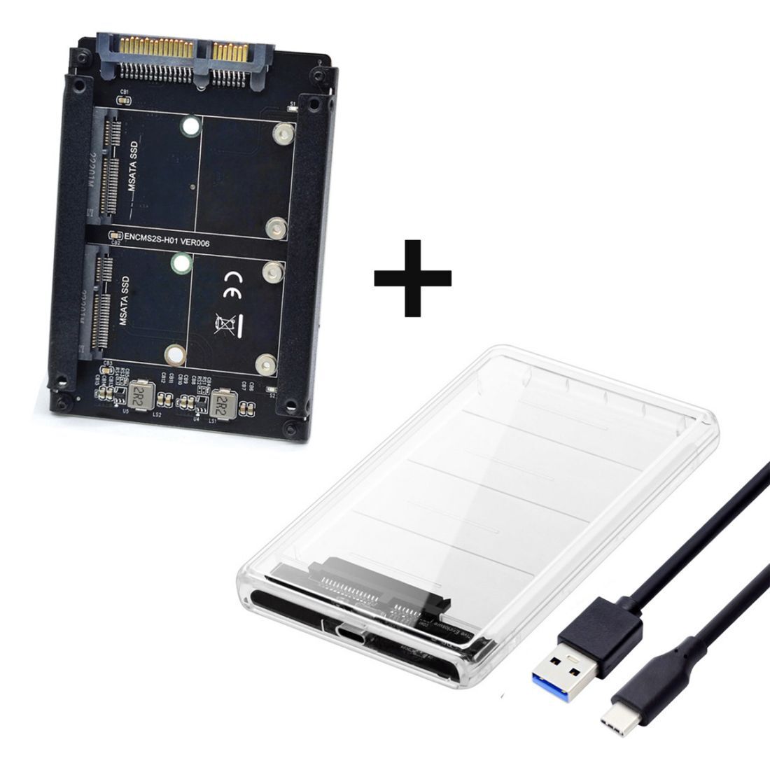 CABLECY Dual MSATA Mini-SATA SSD Card JBOD Raid0 Span Bridge to USB3.0 Type-C