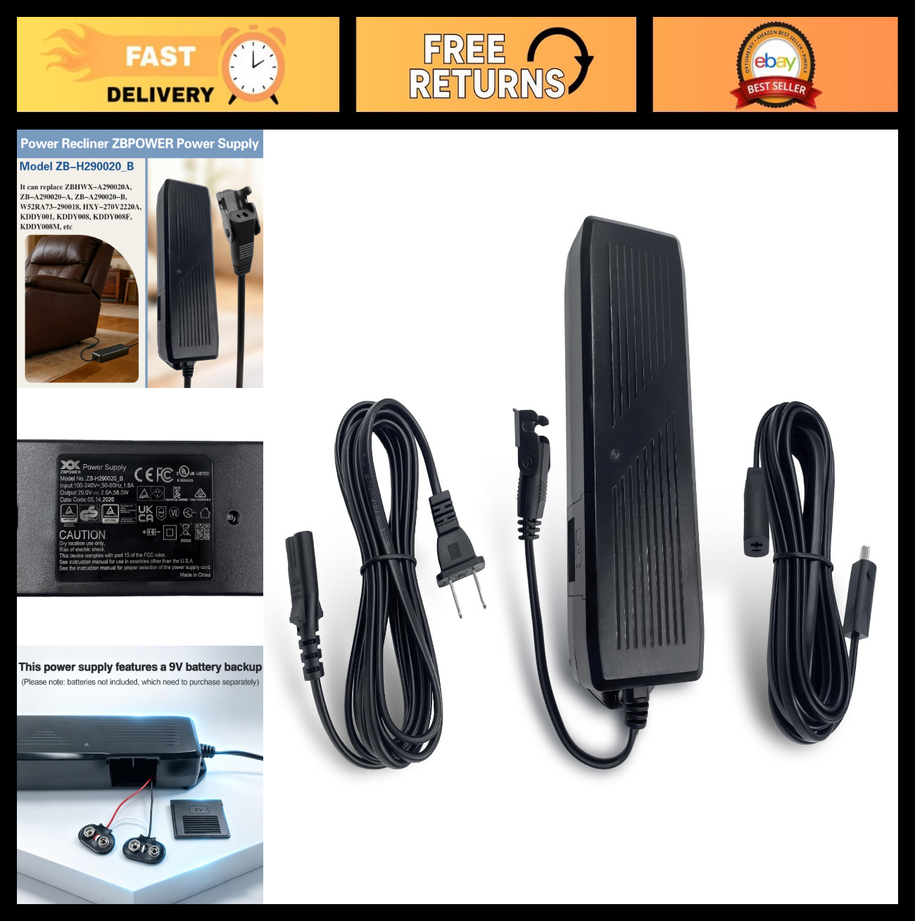 Power Recliner Power Supply Transformer 29V 2A Adapter for Electric Chairs