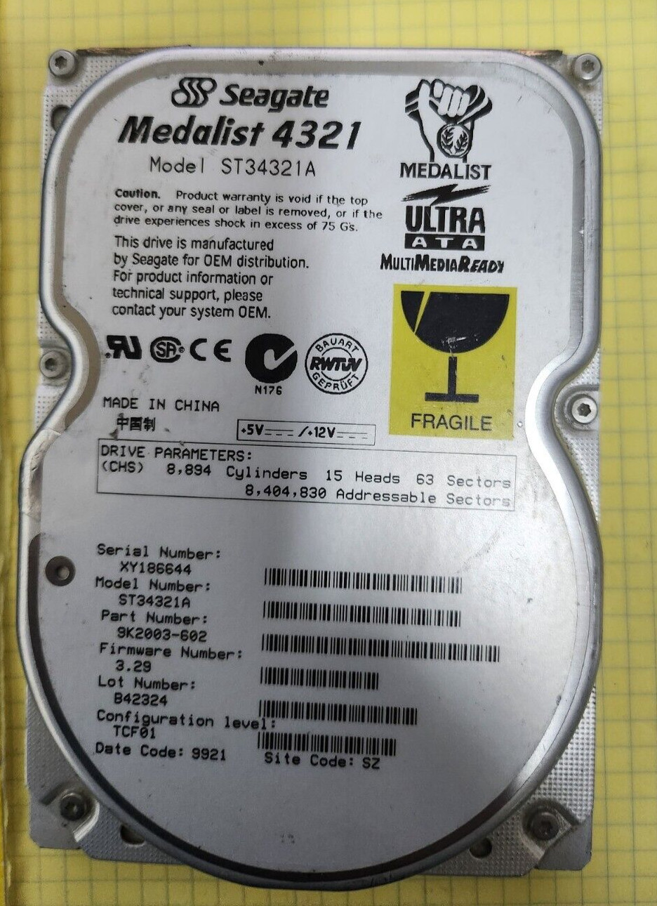 Seagate ST34321A Medalist 4321 3.5'' 5400 RPM 4.3GB IDE Hard Disk Drive