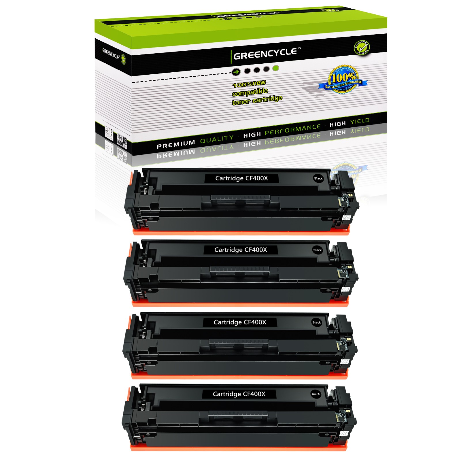 4PK Black CF400X High Yield 201X Toner Cartridge For HP LaserJet M277n M252n
