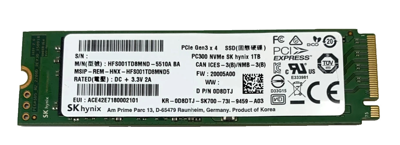 SK HYNIX PC300 1TB Internal PCIe 3.0 x4 M.2 SSD (Win 11 Pro installed)