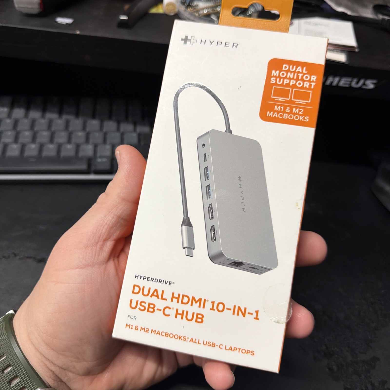 Hyper Dual 4K HDMI 10-in-1 USB-C Hub for M1/M2/M3 MacBooks HDM1H