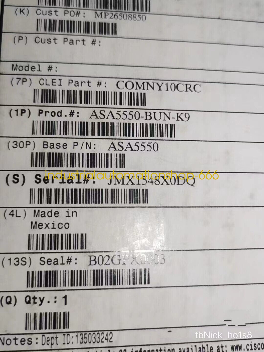 1PCS NEW Cisco firewall ASA5550-BUN-K9 Via DHL or FedEX