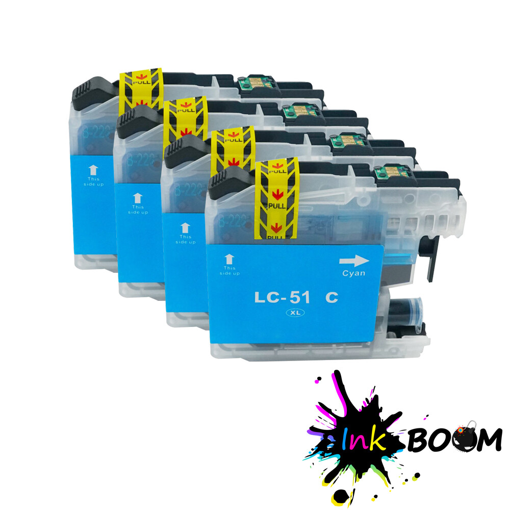4 Cyan Ink Cartridge fits Brother LC51 DCP-157C 330C MFC-3360C 460CN FAX-2480C