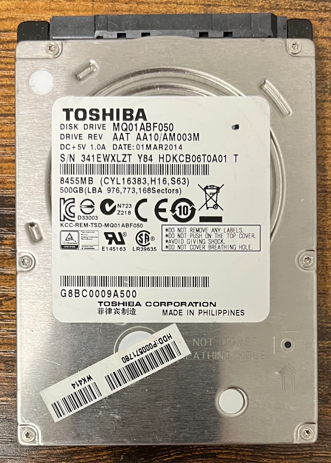 Toshiba 500GB 2.5 Slim 7mm Internal SATA Laptop HDD Hard Drive MQ01ABF050