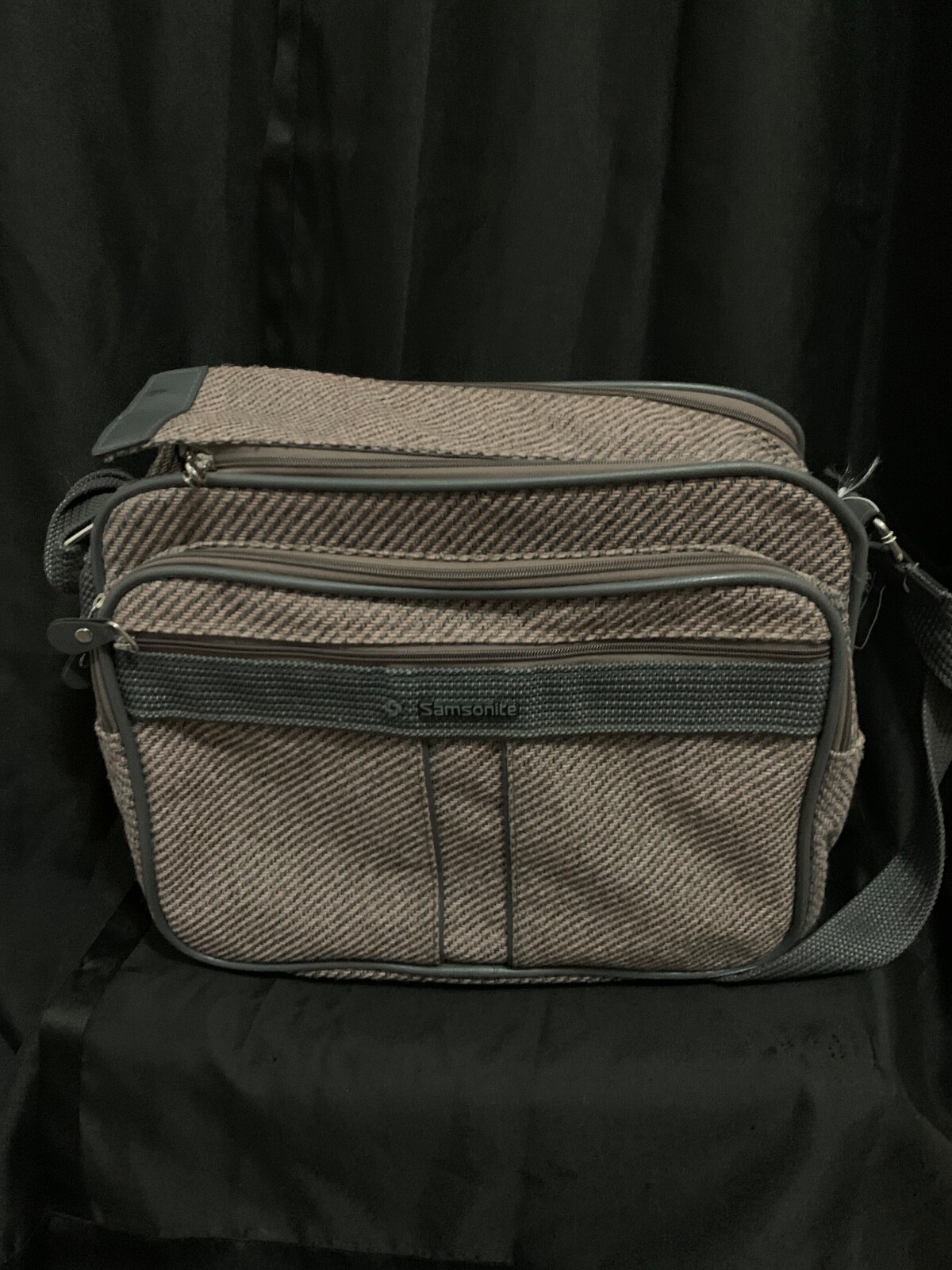 Samsonite Silhouette 4 Brown Tweed Travel Laptop Bag w/ Strap 1987 Shoulder Bag