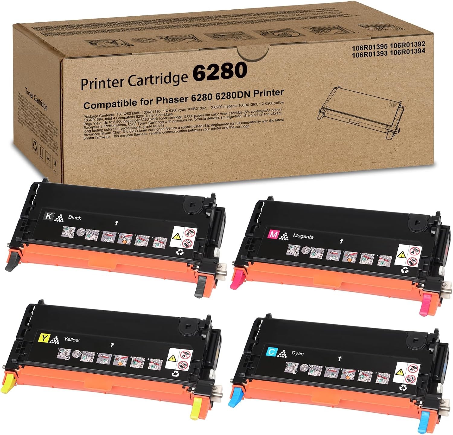 6280 Toner Cartridge for Phaser 6280 6280N 6280DN Printer 106R01392-106R01395