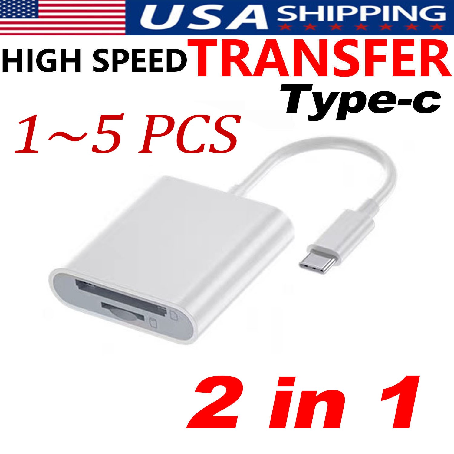 2in1 Micro SD/TF Dual Slot Memory Card Reader for iPhone iPad Camera Adapter