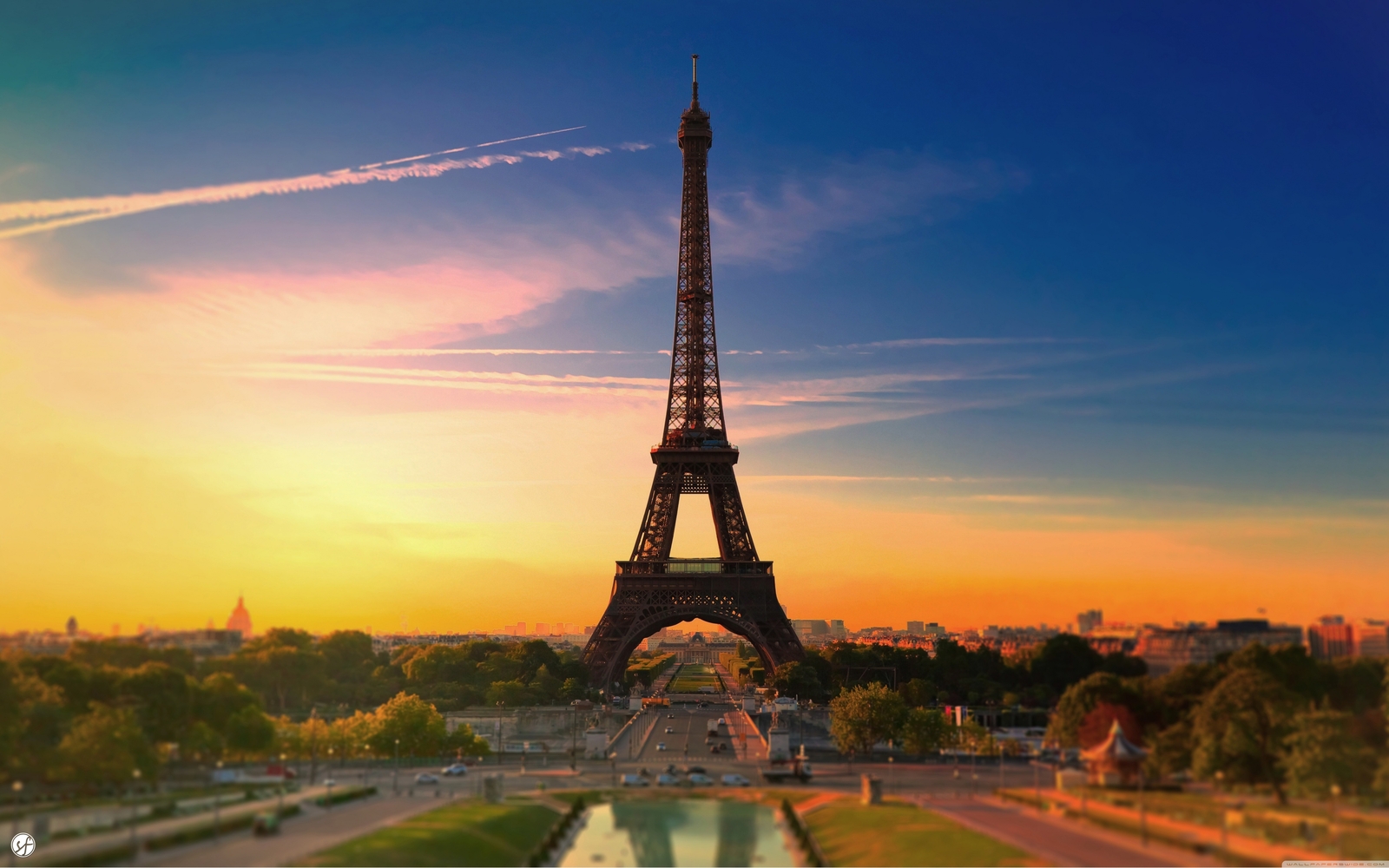 Landscape eiffel tower paris france color correction Custom Gaming Mat Desk