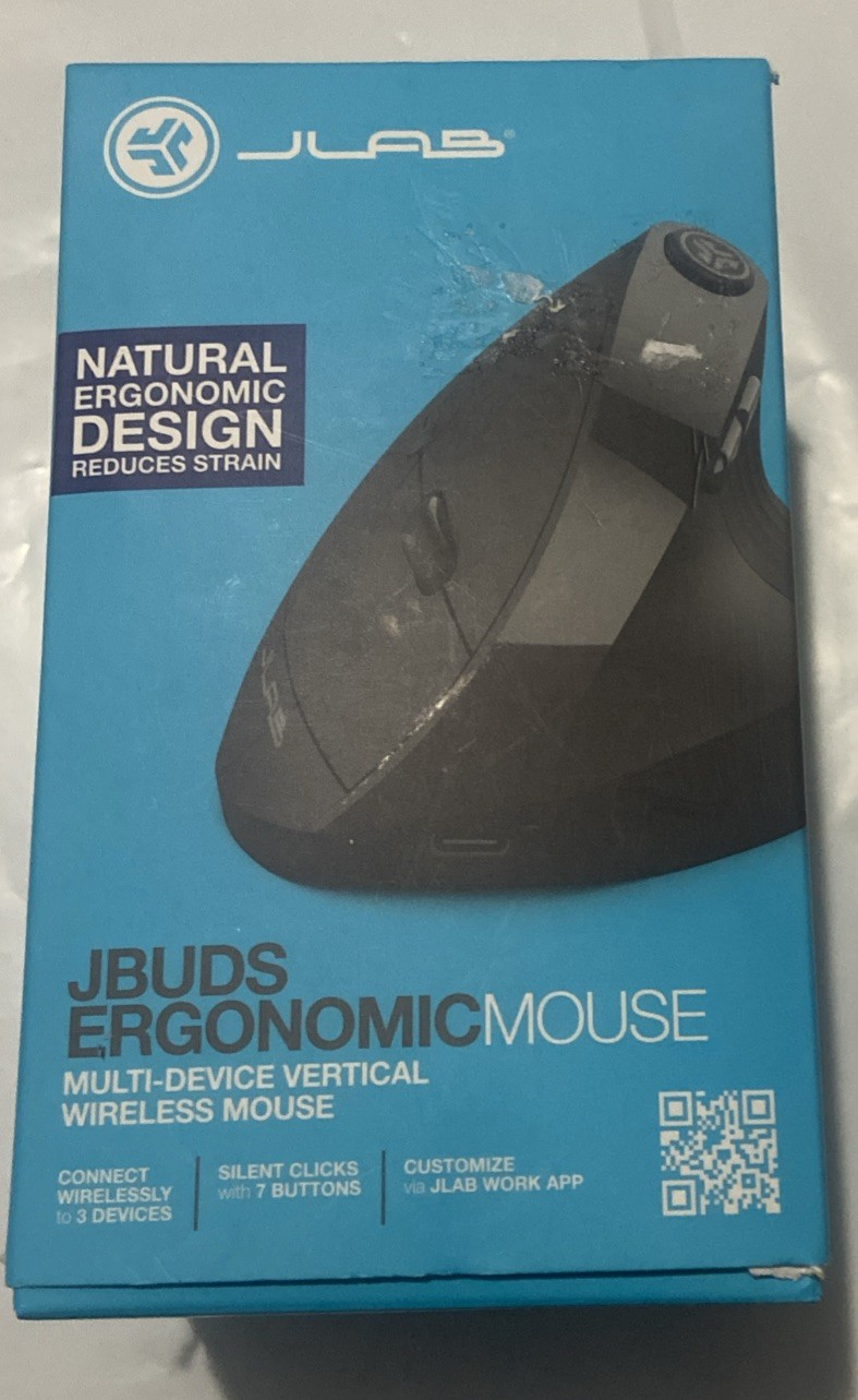 JLab JBuds 2.4G Wireless, Bluetooth Vertical Ergonomic Optical Mouse, Black NEW
