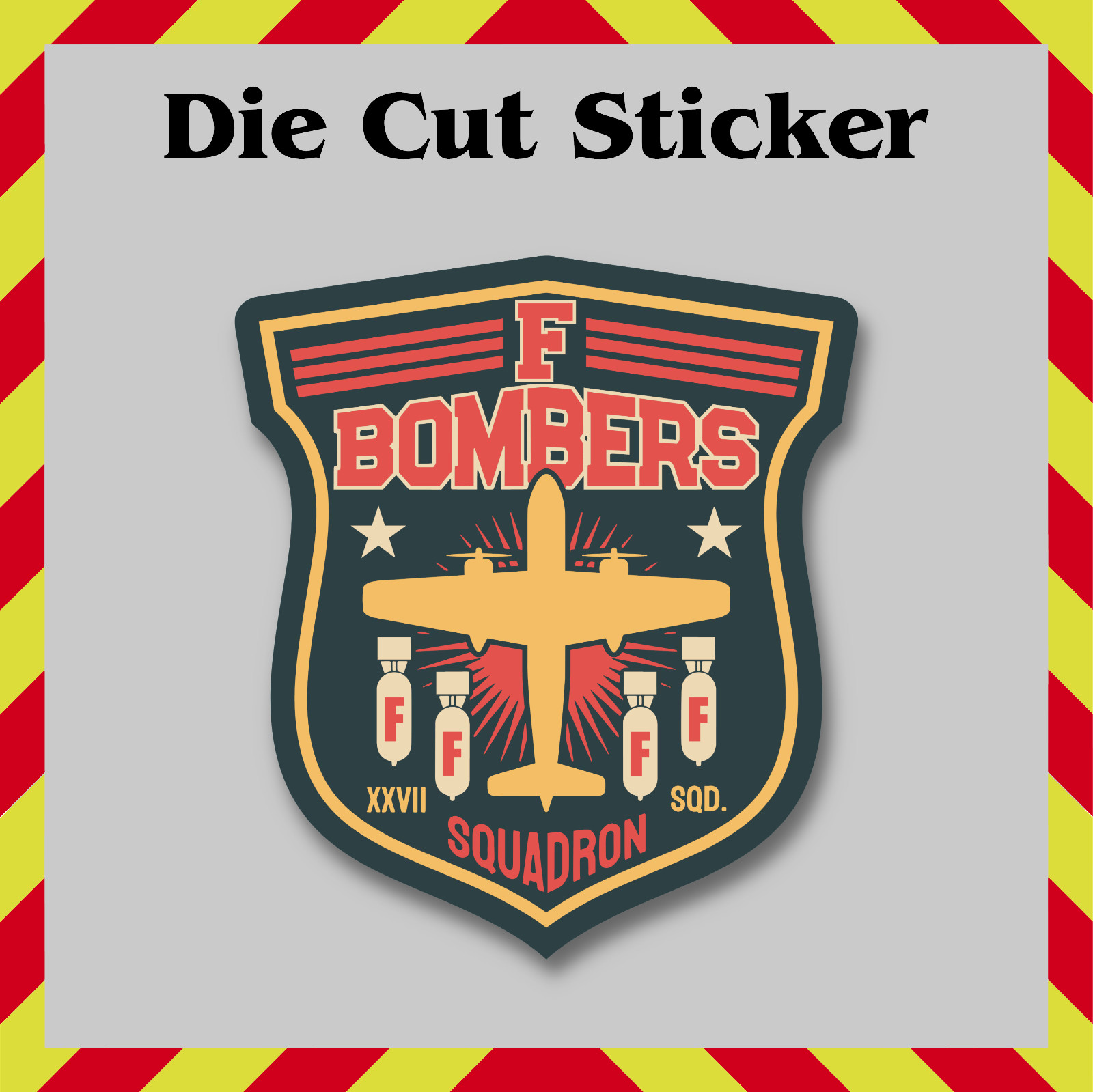 Funny F-Bomber Squadron Sticker, Military Patch Parody Waterproof Vinyl Decal