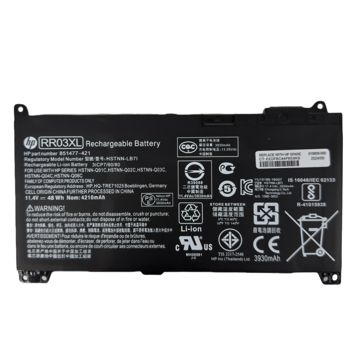 Genuine 48Wh RR03XL Battery For HP ProBook 430 440 450 455 470 G4 G5 851477-421