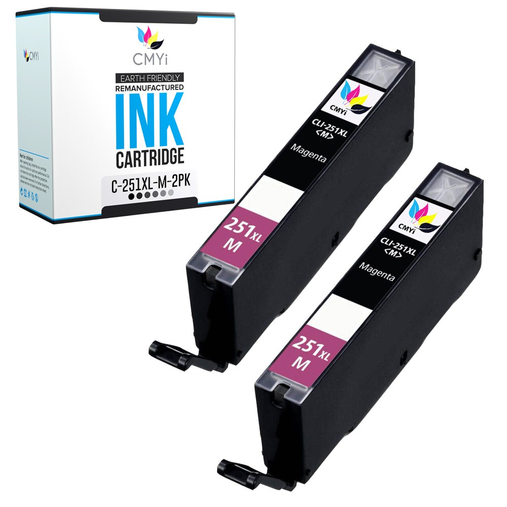 CMYi 2-Pack CLI-251XL Magenta Ink Cartridges for Canon PIXMA MG7520 MX920 MX922