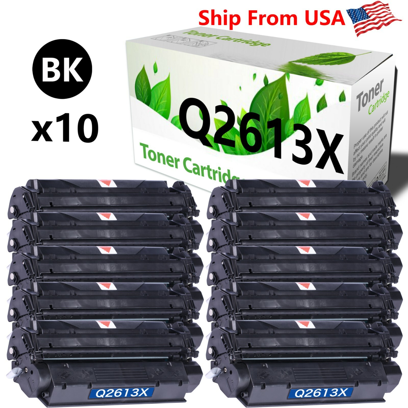 10 PK Q2613X Black High Cap Toner Cartridge For Laser Jet 1300