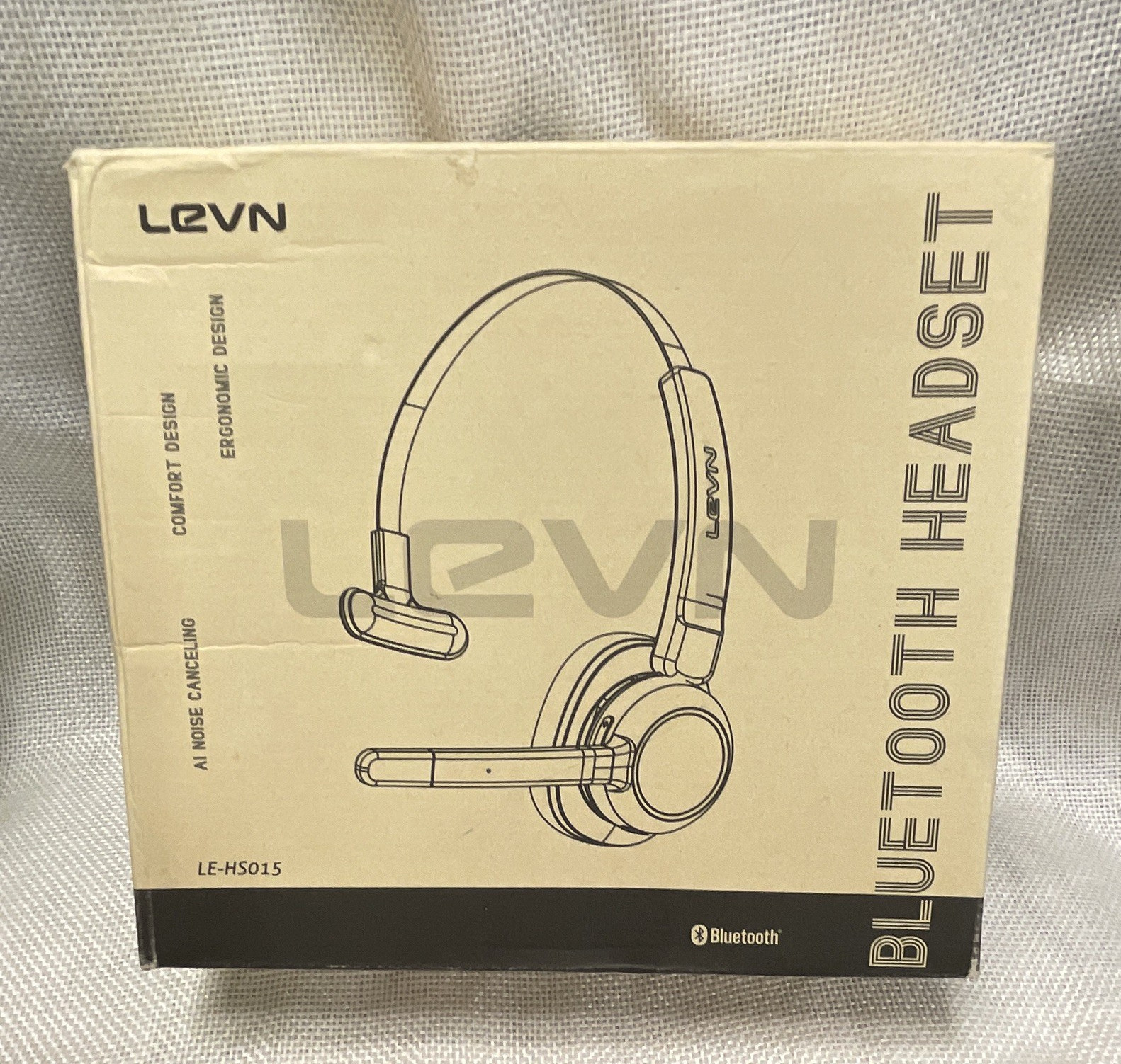 LEVN LE-HS015 Bluetooth Wireless Single-Ear Boom Mic Headset Black AI NC