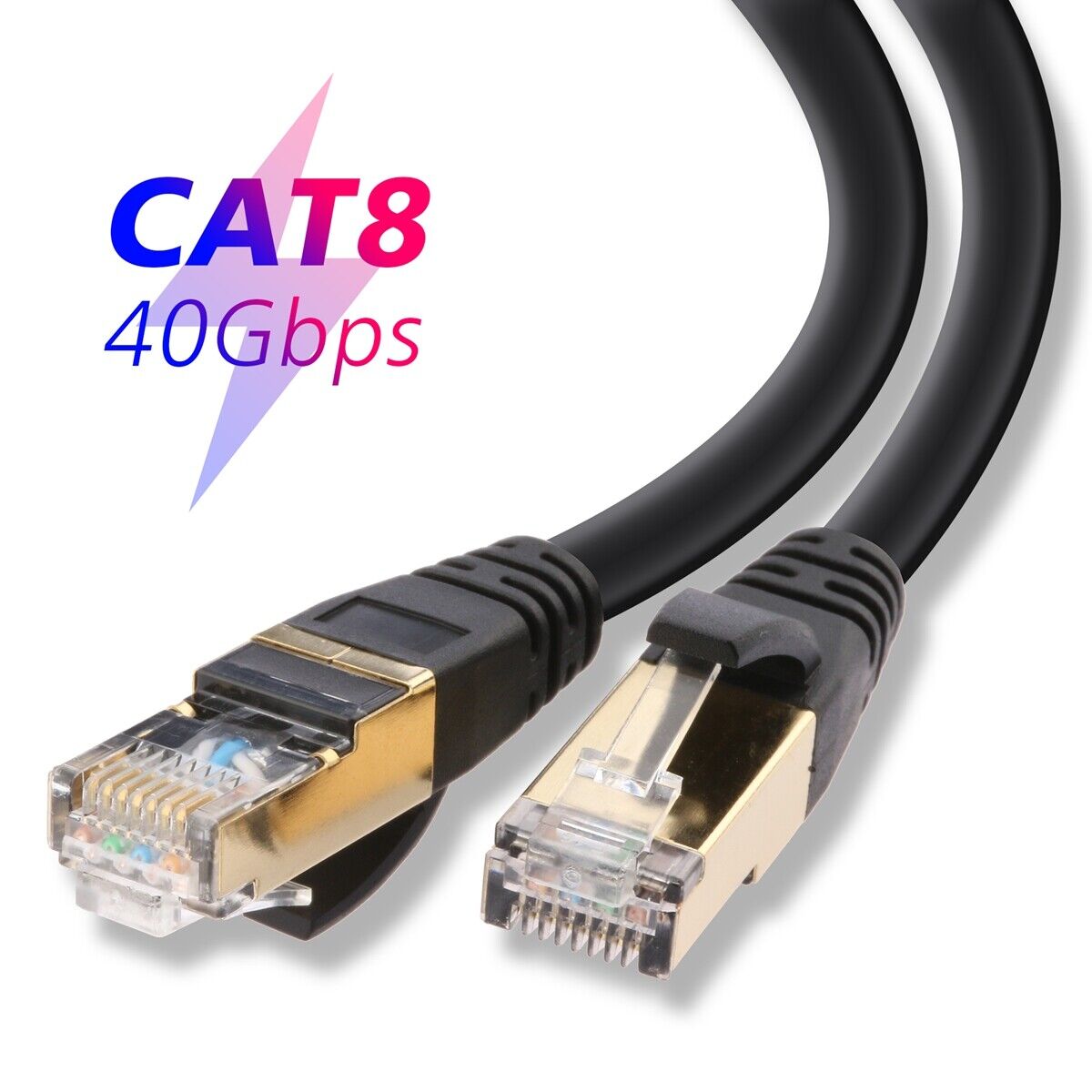 CAT8 Ethernet LAN Patch Cable 10ft with 2000 Mbps (2Gbps) HighSpeed - 2 pack Lot