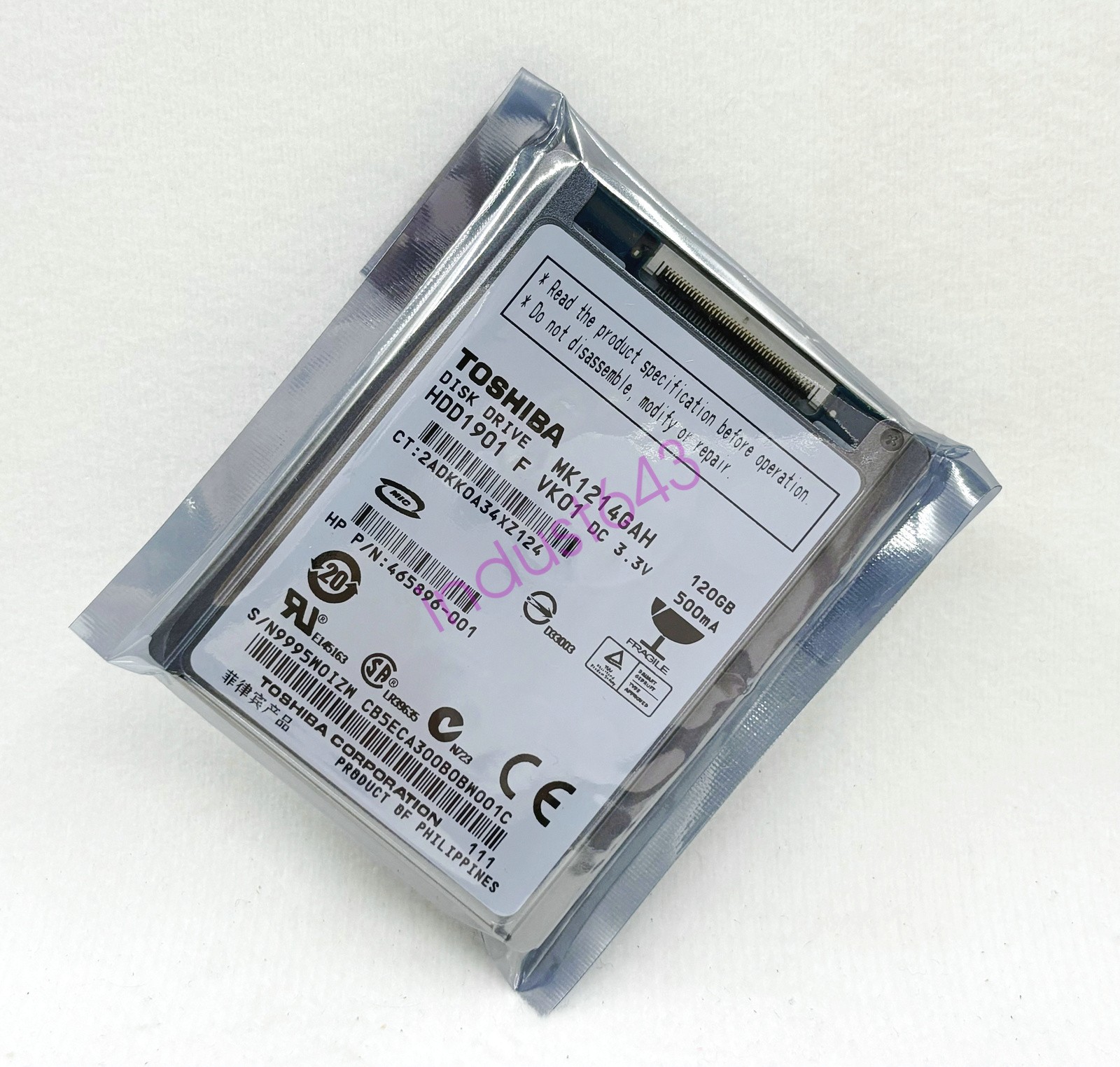 Toshiba 120GB MK1214GAH 1.8" CE hard drive for notebook/ IPOD/ Video camera.